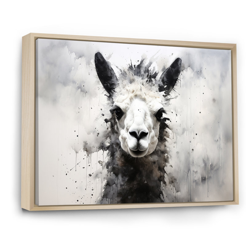 Noir et blanc, minimalisme, alpaga monochrome I, Cadre naturel flottant, H 12 po x l 20 po x P 1 po