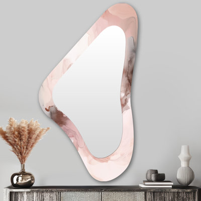 Pink Delicate Abstract Marble III - Abstract Metal Art Decor - Asymmetrical Modern Wall Mirror