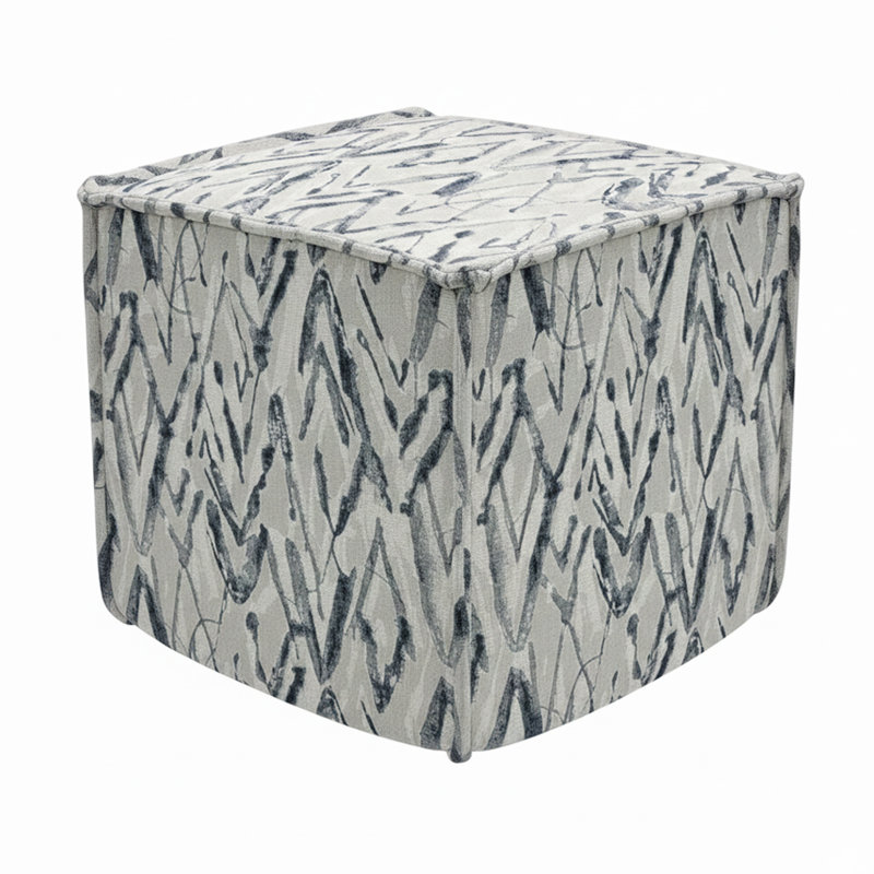Hampton Square Pouf Ottoman - Midnight Flame, Midnight Flame