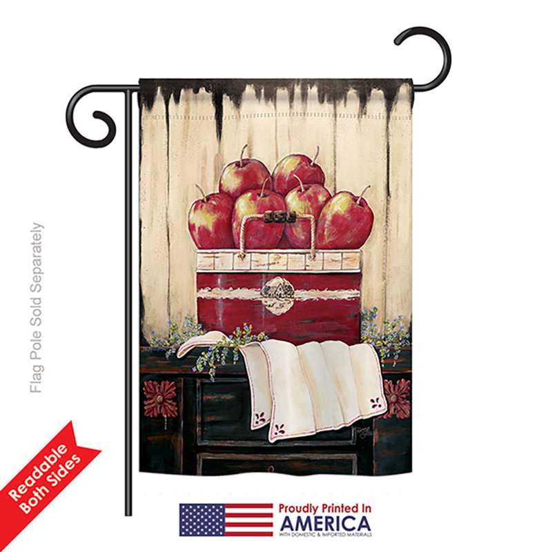 Pomme rouge ruby nourriture à 2 faces de polyester 19 po. drapeau de jardin