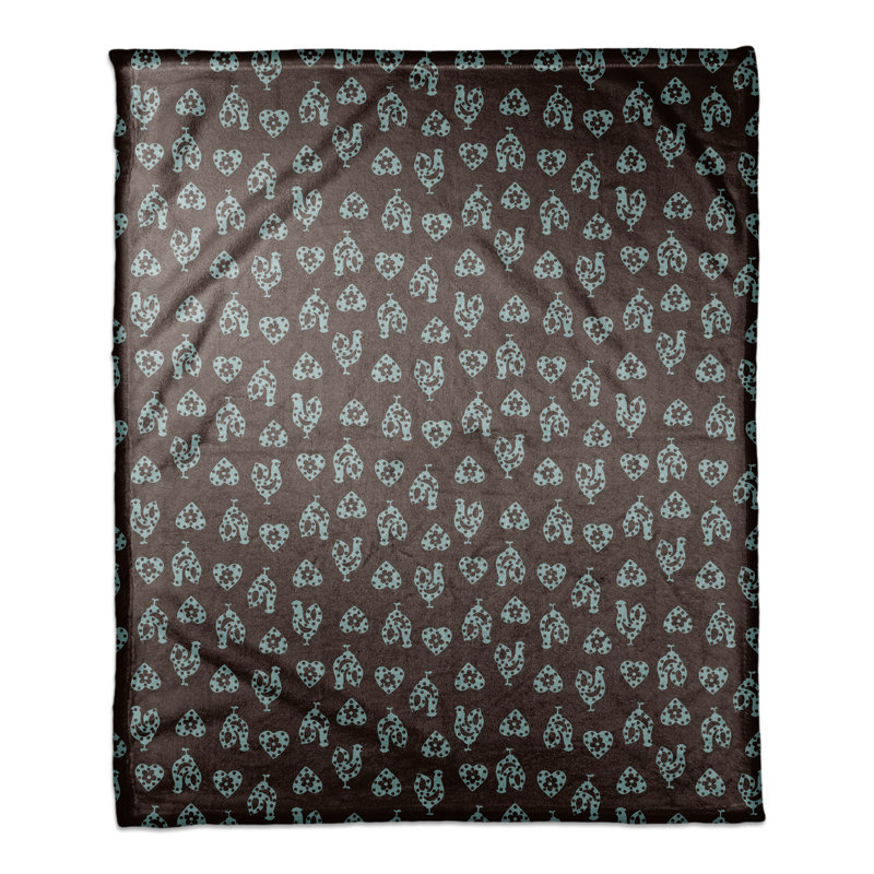 Jeté à motif coq , Gris