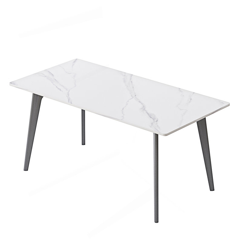 Table de salle à manger moderne 62,99 "avec plateau en pierre artificielle, Blanc