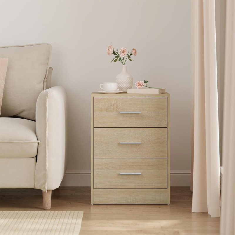 39cm W Manufactured Wood Bedside Table, Light Oak