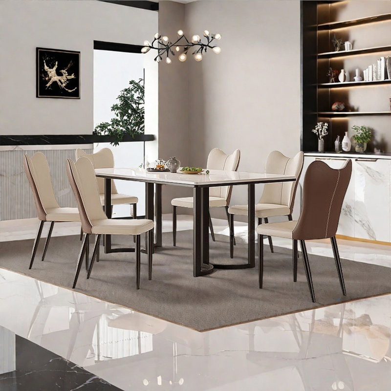 table de salle à manger en pierre frittée de style lumière pâle, H 29,53 po x L 55,12 po x l 31,5 po