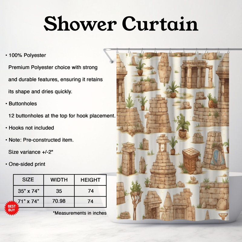 Rideau de douche Timeworn Ruins - Premium, H 74 po x l 71 po