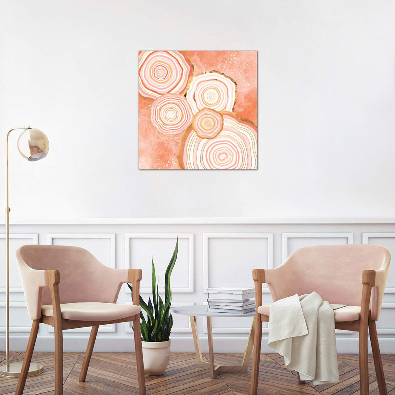 Corail, agate abstraite - impression, Toile tendue, H 26 po x l 26 po x P 1,5 po