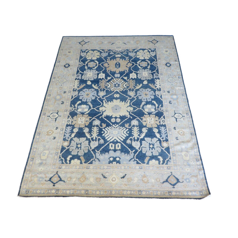 Tapis bleu marine unique de 9 pi 1 po x 12 pi 1 po