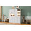Lit escamotable mural simple avec armoire supérieure, tablettes, lit pliable peu encombrant avec lumière et USB, blanc