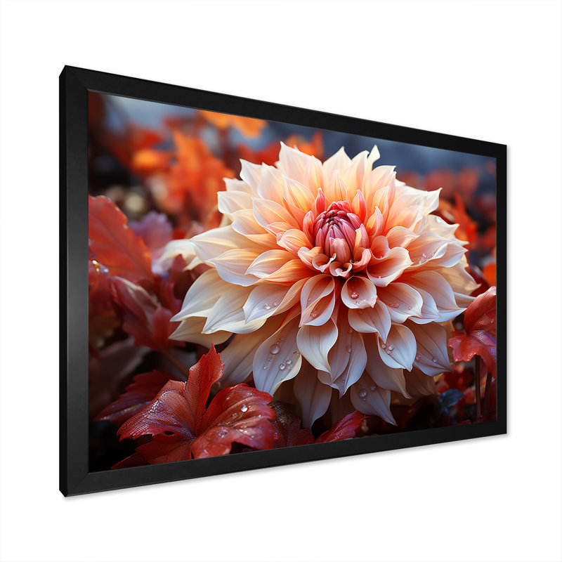 Red Dahlias Delight - Dahlia Canvas Art Print, H 20 po x l 12 po x P 1 po, Cadre simple noir