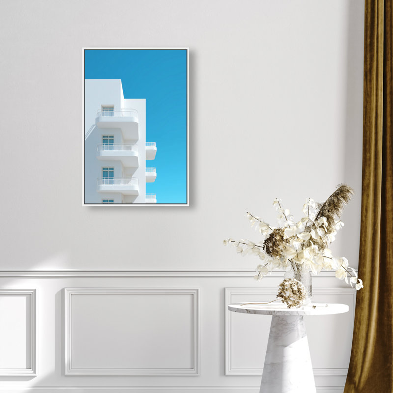 Modular White II Print by Oliver Gal, 21"H x 31"W, White Floater Frame