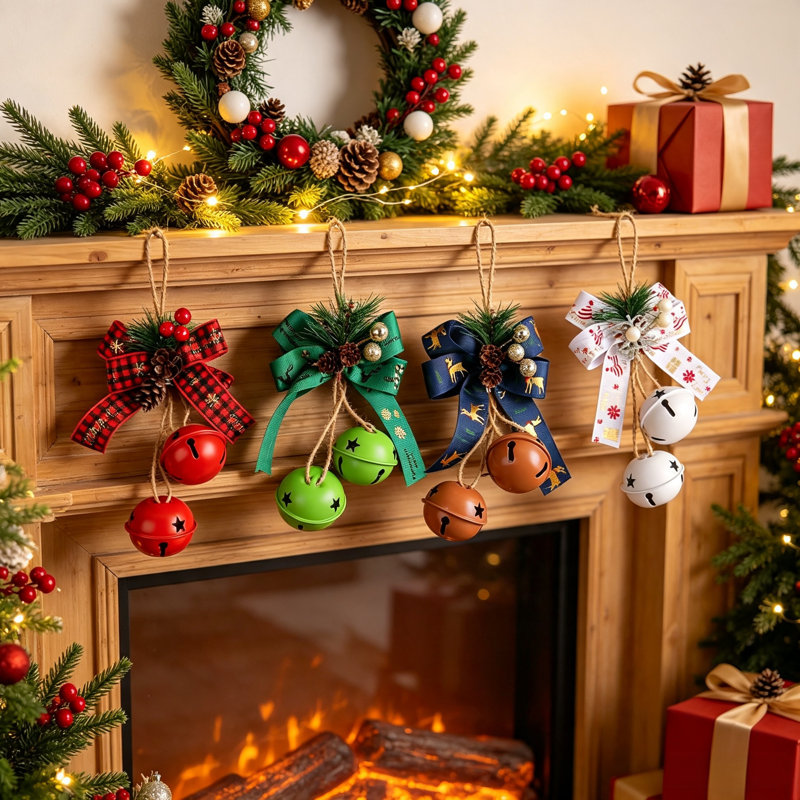 Ensemble de 4 décorations suspendues rustiques en fer forgé, 25 cm, pour sapin de Noël, guirlandes et ornements de Noël
