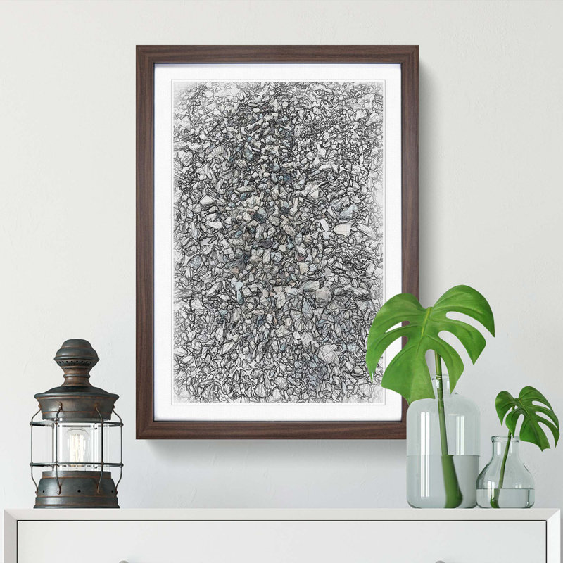 One Thousand Pebbles in Abstract - Picture Frame Graphic Art Print, 48cm H x 36cm W x 2cm D, Walnut Framed
