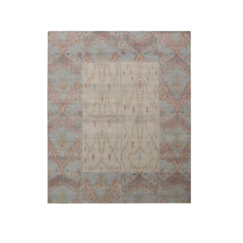 Distressed Homage Hand Knotted Wool Geometric Area Rug, Rectangle 15' x 24'