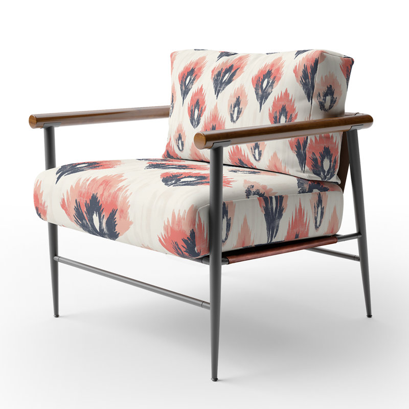 Chaise rembourrée French Country, Bras ronds bruns