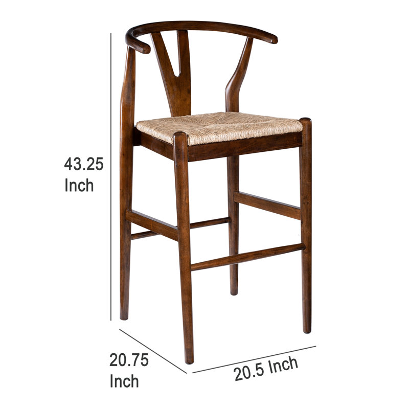 Tabouret de bar Cera, assise en corde tissée à la main, brun cappuccino, Tabouret de bar (siège d'une hauteur de 29 po)