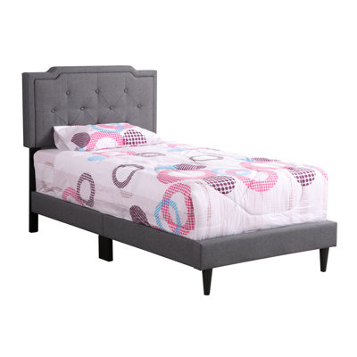 Easy Assembly Gray Fabric Twin Bed For Modern Style And Space-saving Comfort