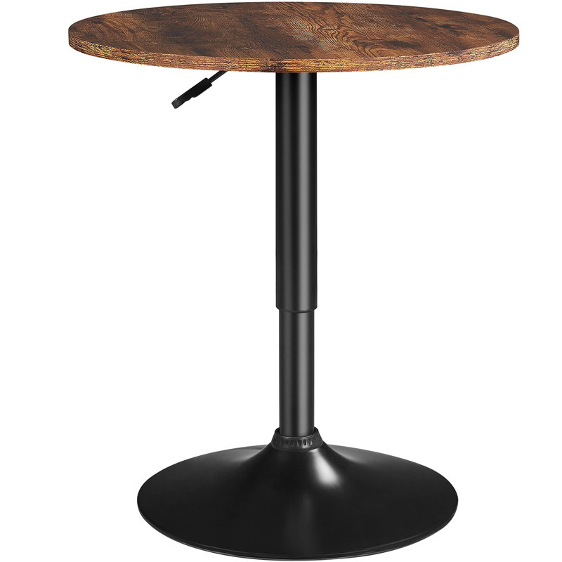 Balwinder Round Wood Metal Outdoor Bar Table , 60cm cm W 60cm cm D, Black, Rustic Brown