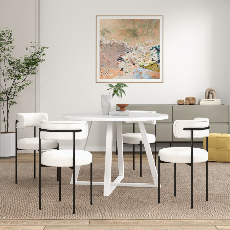 Ensemble de salle à manger 45 po Saby Kravitz, Blanc, 5