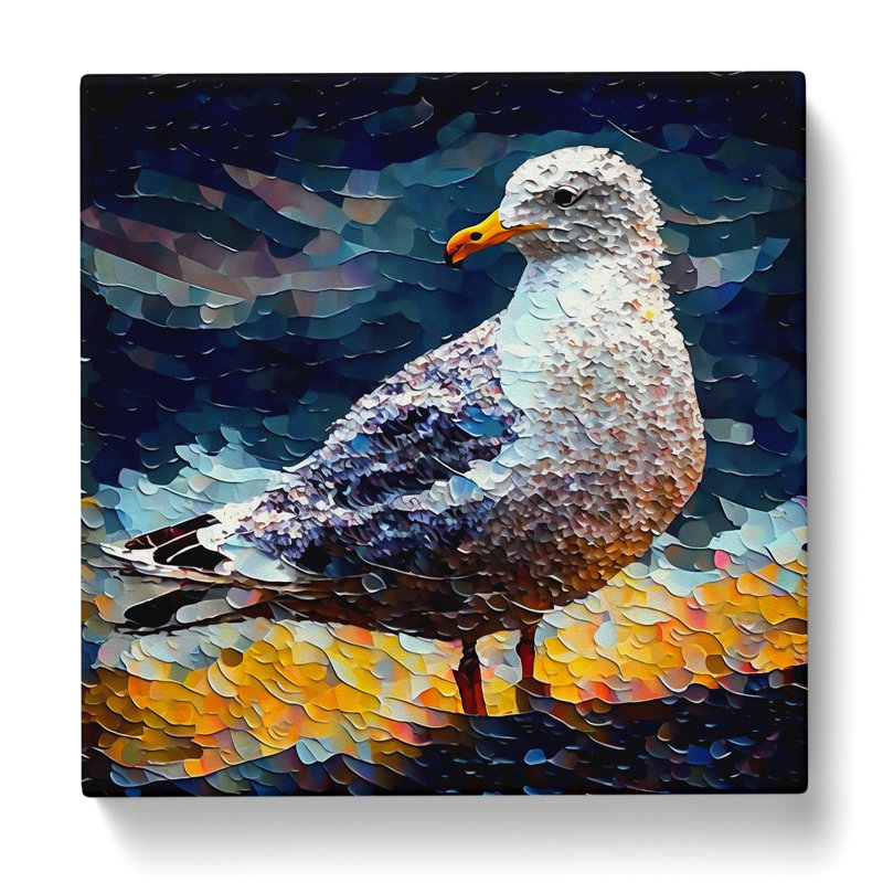 Seagull Neo-Impressionism - Wrapped Canvas, 50cm H x 50cm W x 3cm D