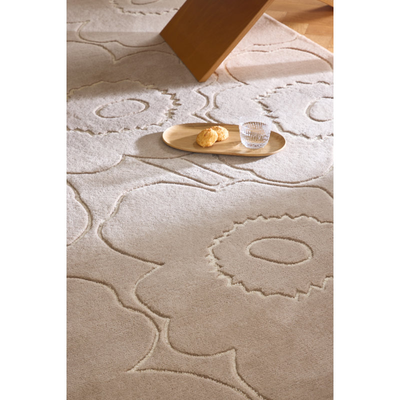 Piirto Unikko Natural White | 133701, Rectangle 4'7" x 6'7", Greige