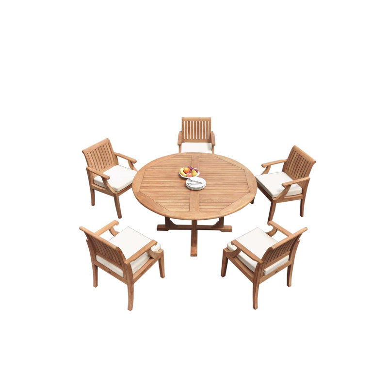 Muir Outdoor 4 - Piece Teak Dining Set, 5