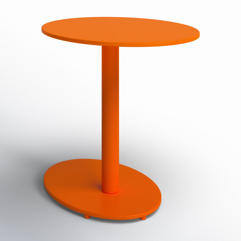 Pangea Home Staccato Modern Metal End Table – Powder-Coated Frame with Slide-Under Sofa Base, Multi-Use Side Table, Orange