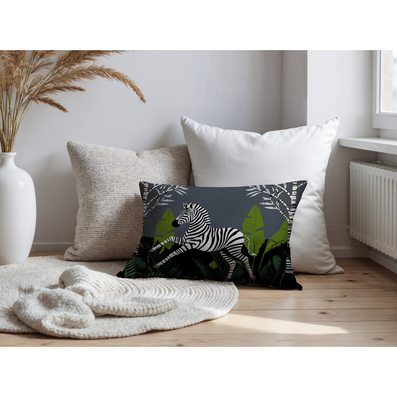 Oreiller rectangulaire intérieur / extérieur Asty, Gris, Rectangulaire H 18 po x l 25 po