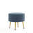 Bailey Mid-Century Modern Woven Polyester Blend Upholstered Wood Ottoman in Blue with Gold Legs-873556233-873556228