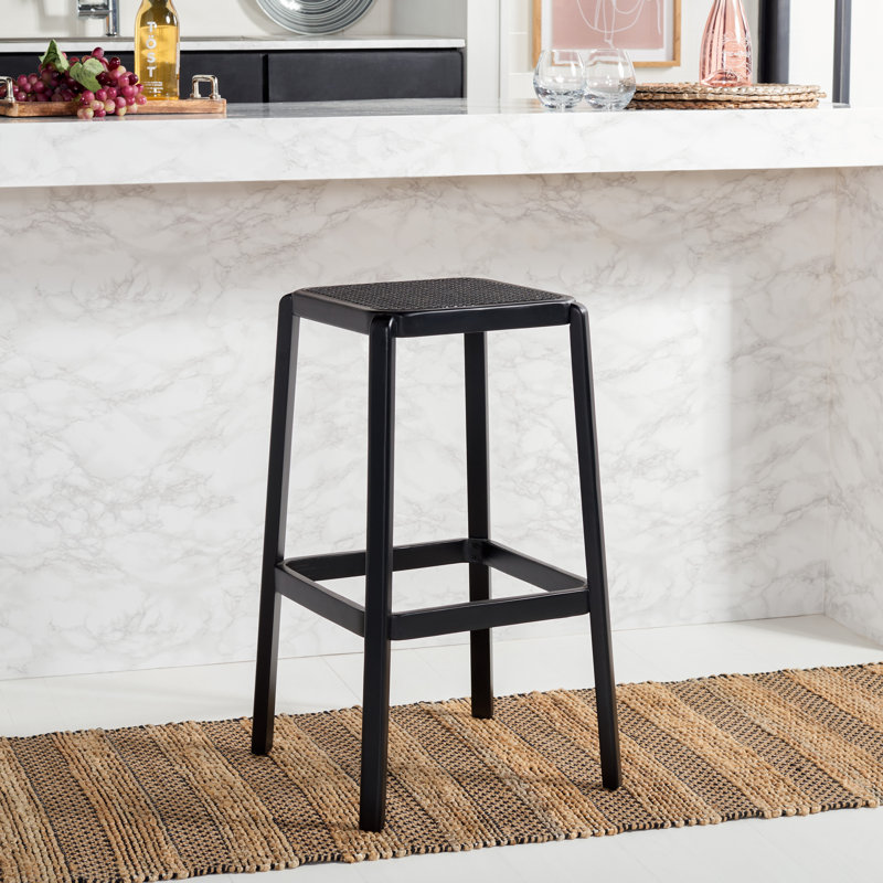 Bluebelle Counter Stool with Solid Wood Frame, Black, Bar Stool (29.53" Seat Height)