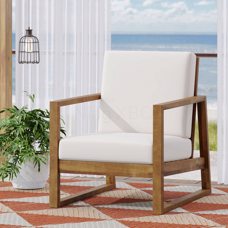 Fauteuil club de patio belge, White Cushion/Teak Frame