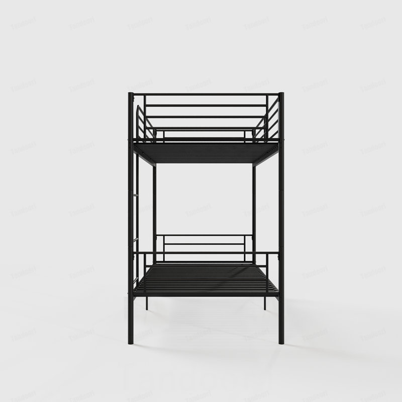 Lit superposé avec échelle et garde-corps haut, 19 traverses de lit, capable de se diviser, lit superposé en métal, espace de rangement, silencieux, lit simple au-dessus d'un lit simple