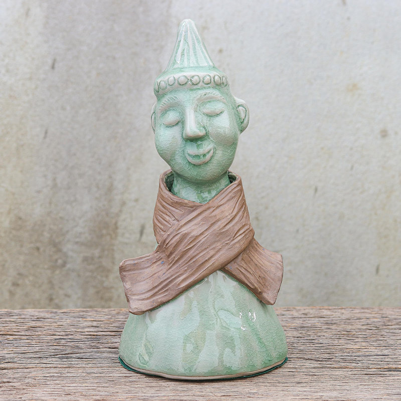 Sculpture en céramique Hill Tribe Man Celadon