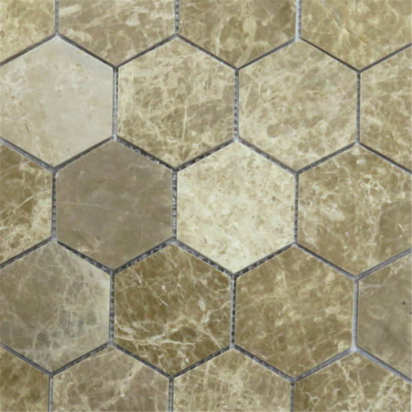Emperador Light Marble 12" x 11" Mosaic Wall & Floor Tile