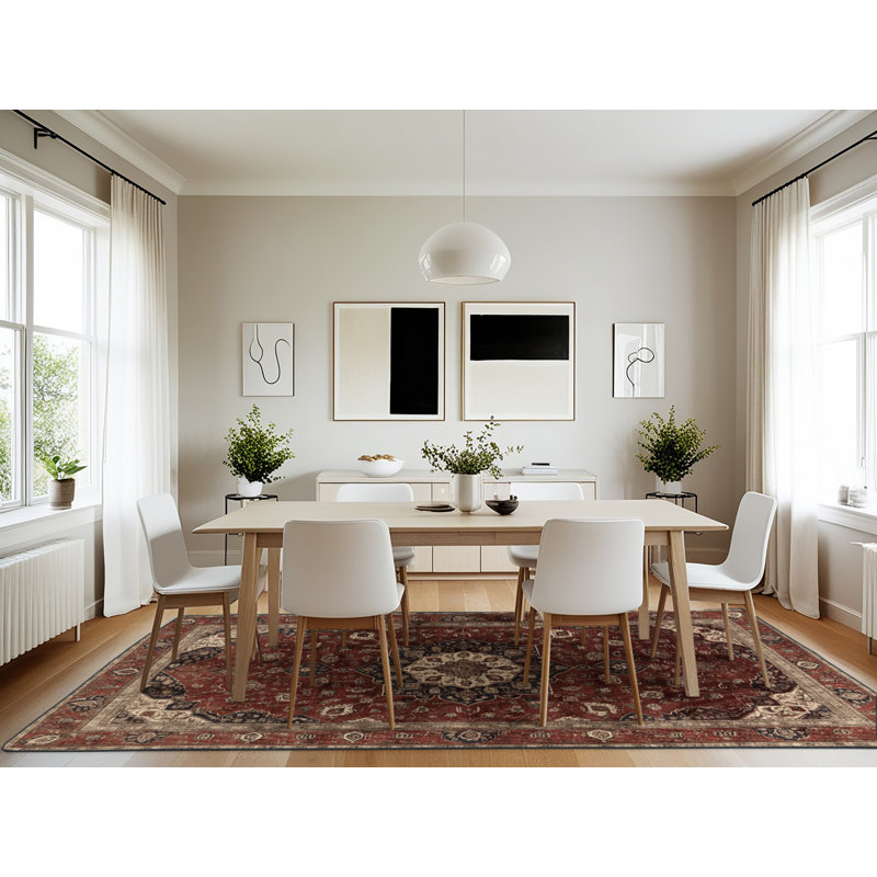Machine Washable Persian Black Area Rug, Rectangle 7' x 10'