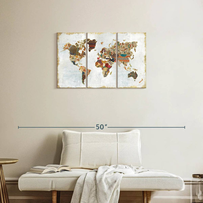 Aliaz Pattern World Map, 20" H x 33" W