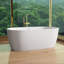 Baignoire de trempage autoportante de 63 po de longueur x 33 po de couleur unie blanche mat avec trop-plein central