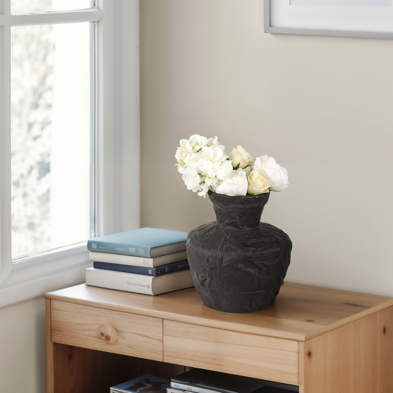 Red Barrel Studio® Cleo Large Black Omix Vase, 11" H x 10" W x 10" D