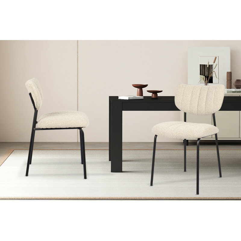 Trevorton 48cm H Upholstered Metal Side Chair, Beige