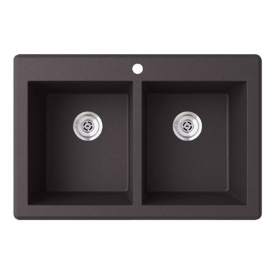 33'' L Double Bowl Granite Kitchen Sink