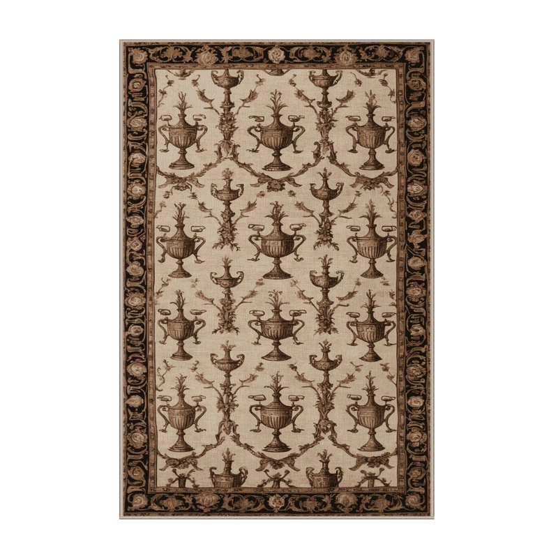 Tapis brun français lavable à la machine, Rectangle 5 pi x 7 pi