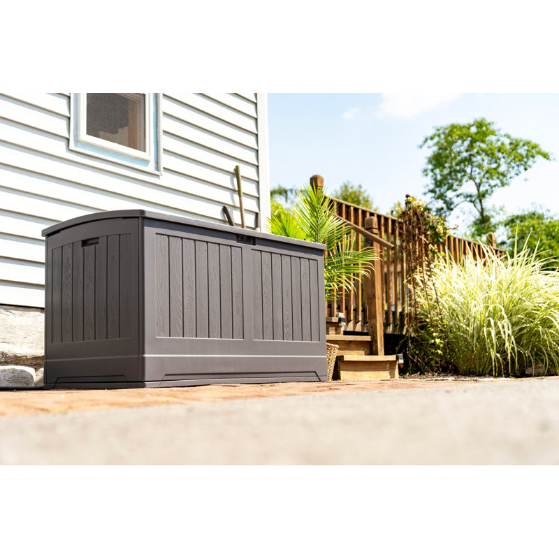 Suncast 200 Gallon Water Resistant Deck Box in Stoney, Stoney Gray
