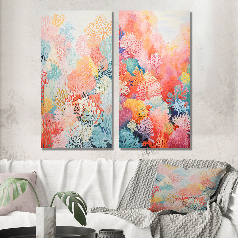 Coral Reef Barrier Expression - ensemble de 2 impressions de corail sous l'eau, H 28 po x l 24 po