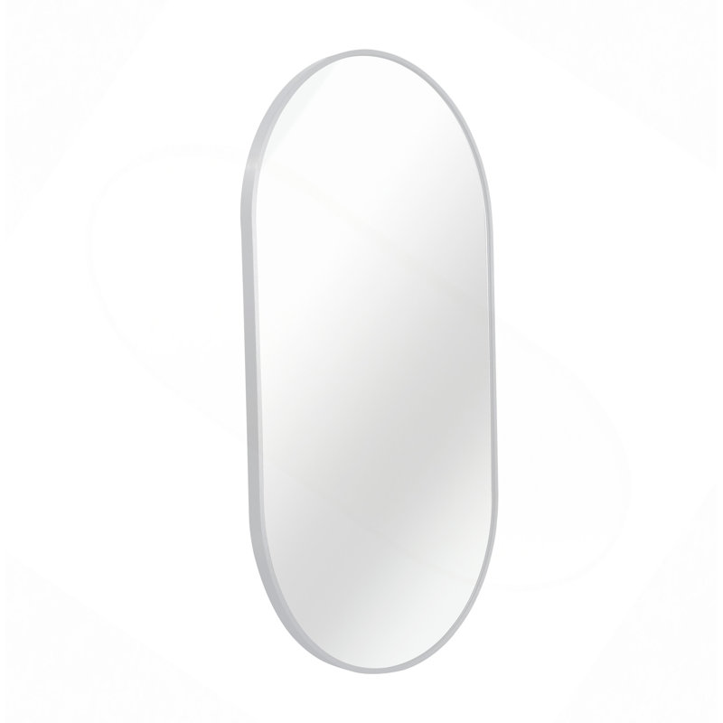Miroir ovale en métal, Argent argent, 33 po x 20 po