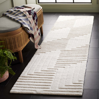 Nicoleann Hand Tufted Wool/Cotton Solid Color Rug in Ivory