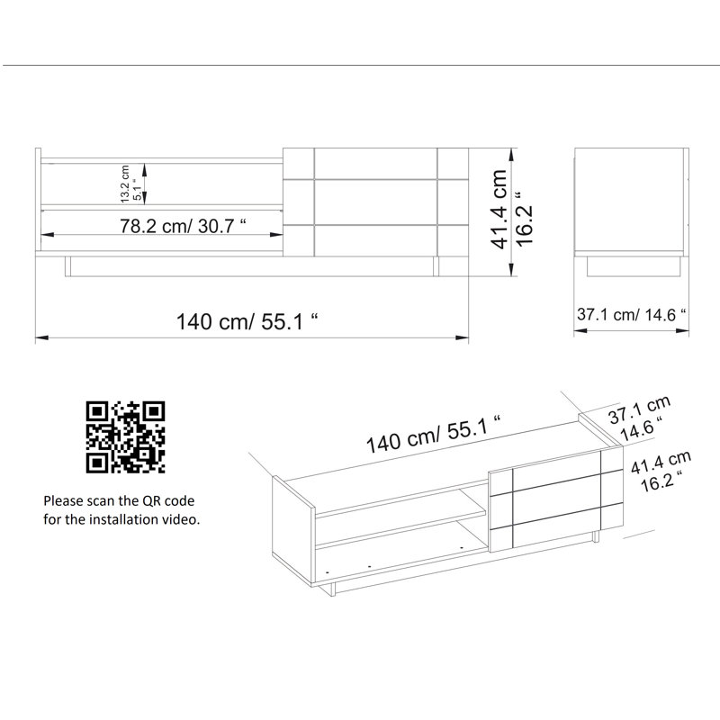 Valantina 55" TV Stand for TVs, Walnut