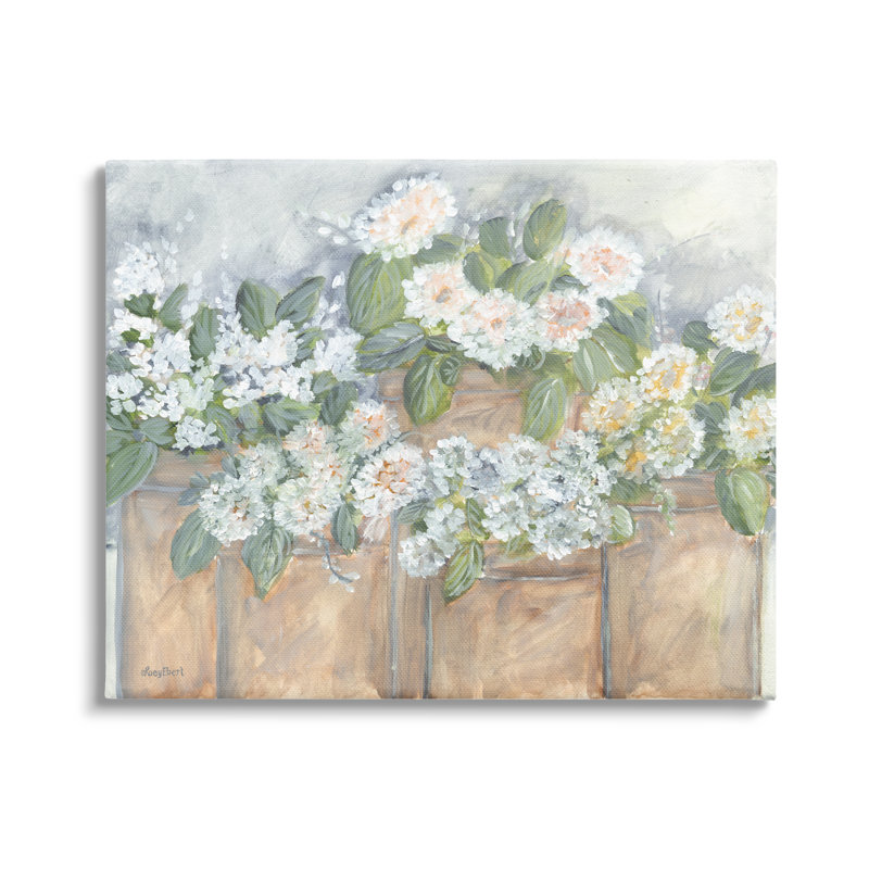 Arrangement de bouquets de fleurs blanches rustiques champêtres par Roey Ebert - Peinture, Toile tendue
