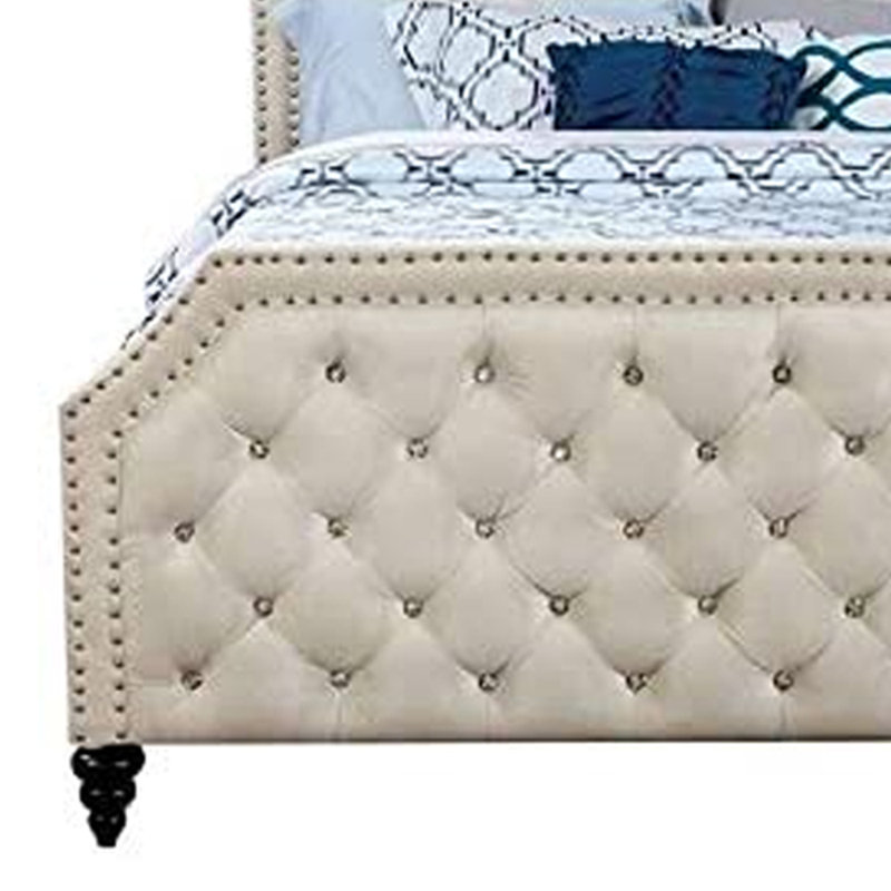 Lit plateforme tapissier Lirette, Double
