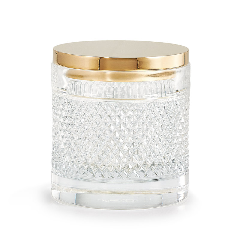 Lucente Crystal Storage Jar, Clear/Polished Gold