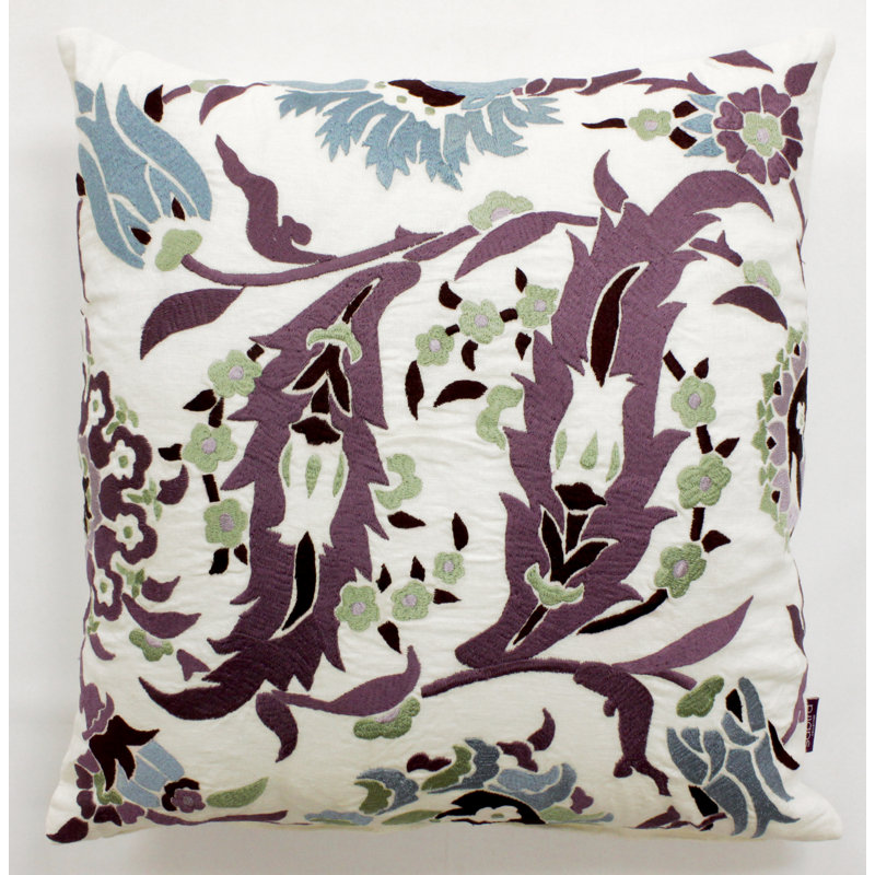 Embroidered Linen Throw Pillow