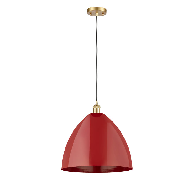 Luminaire suspendu conique 1 lumière, Rouge, Or